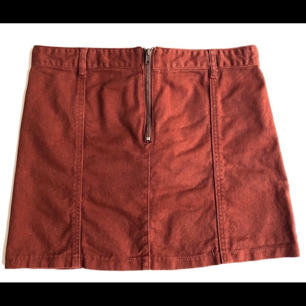 Denim Lace-Up Skirt. Size 29. Rust color. - Picture 2 of 3